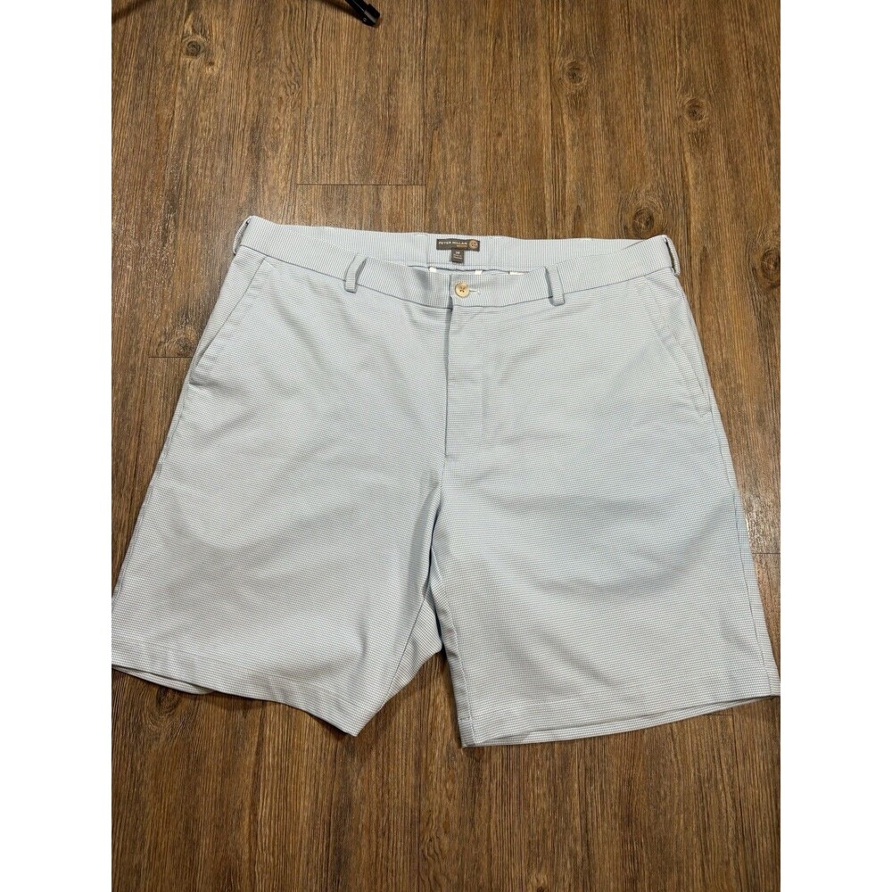 Peter Millar Salem Performance Shorts Mens 38 Blue Micro Houndstooth Wicking